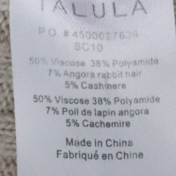 Talula Women's Cream Sz XXS Lenox Cashmere Oversized Open Front Ribbed Cardigan - Picture 10 of 11